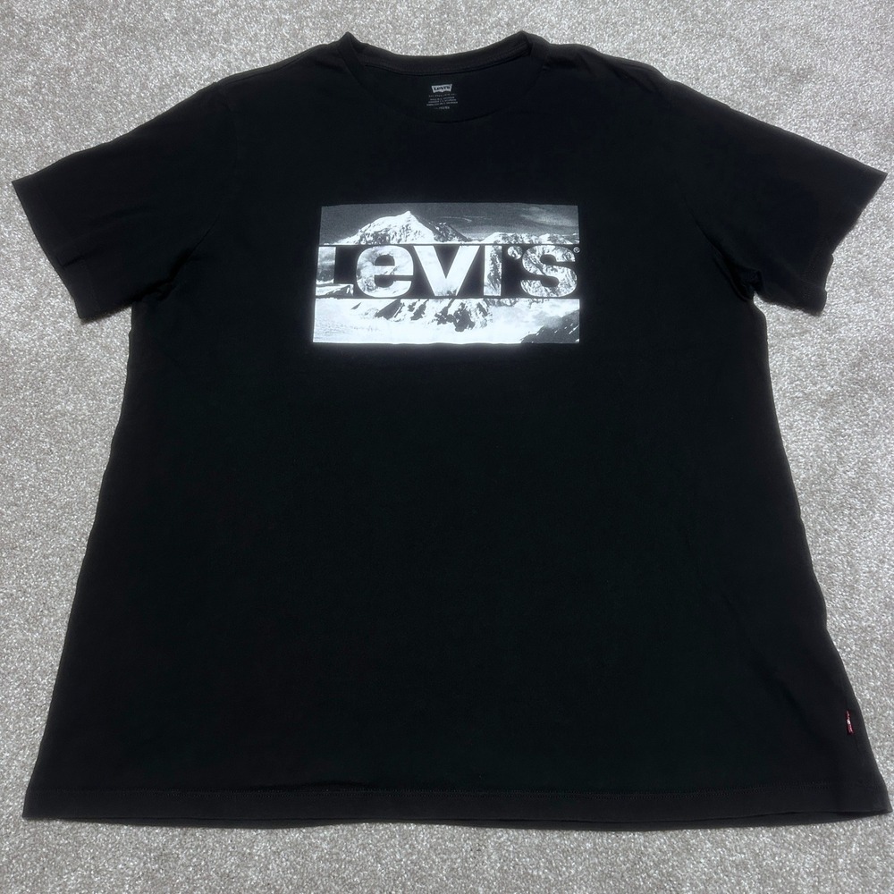 Levi's Mens XL Mountain Box Logo Graphic Tee Black Outdoor Casual T-Shirt